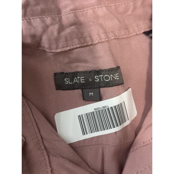 Slate & Slone Pink Men's Short Sleeve Button-Down Collar Slim Fit Shirt Medium - Picture 4 of 6